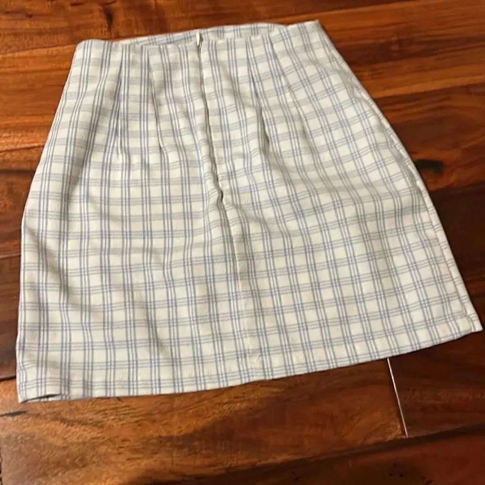 Brandy Melville Blue Plaid Check Cara Skirt
